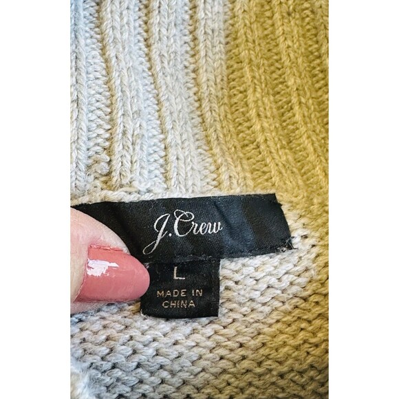 J. Crew Women Size L Mockneck Center Cable Knit Fisherman Sweater Winter Staple - Picture 10 of 11